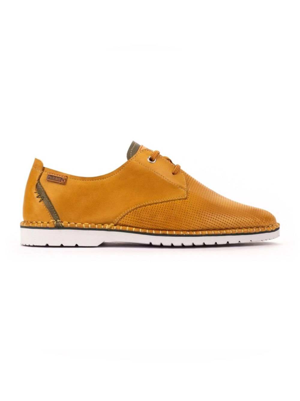 PIKOLINOS Men's Mustard Yellow Perforated Leather ALBIR Slip-On Loafers
